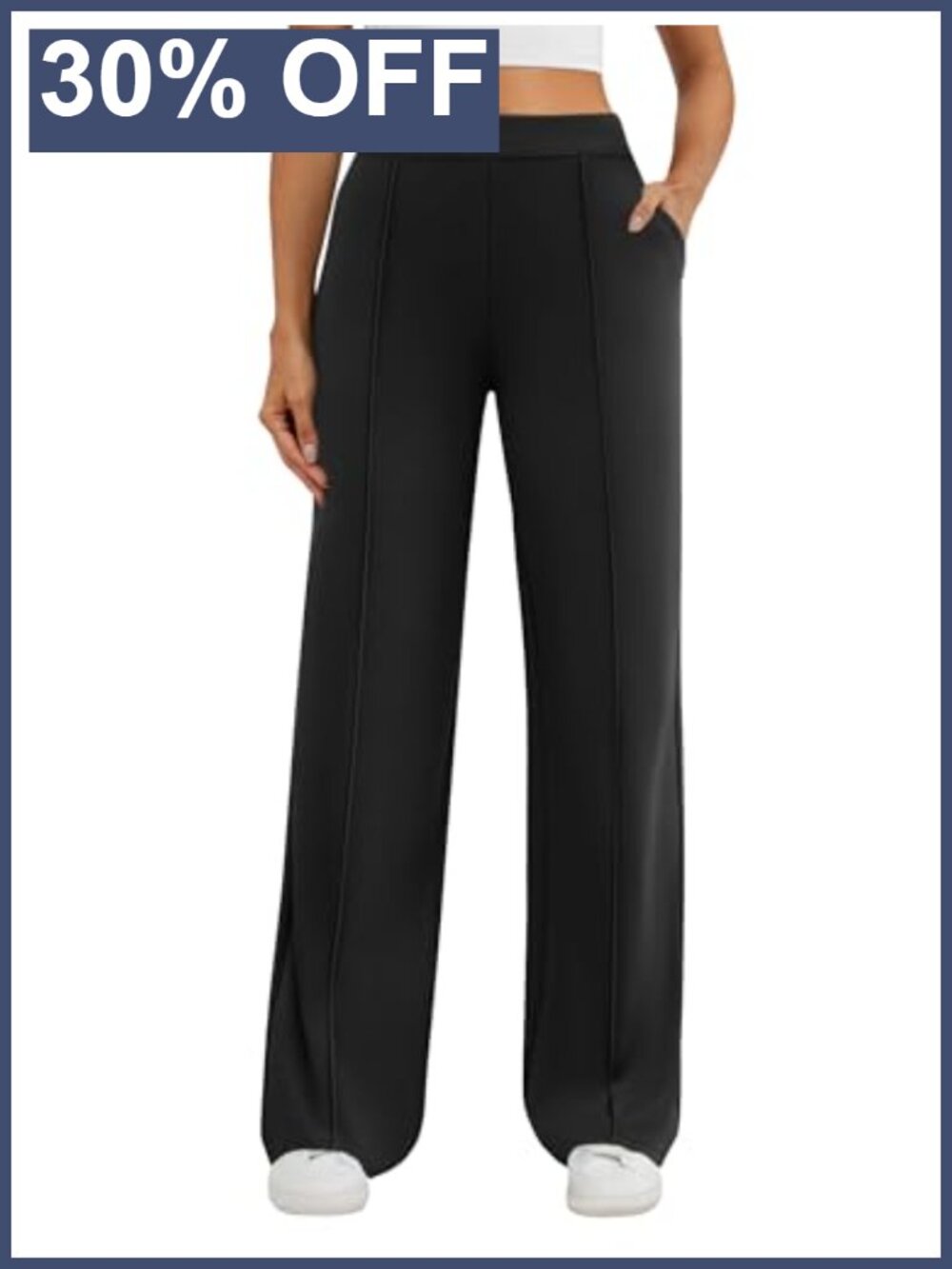 Wide Leg Dress Pants Stretchy Business Casual Pull On Slacks